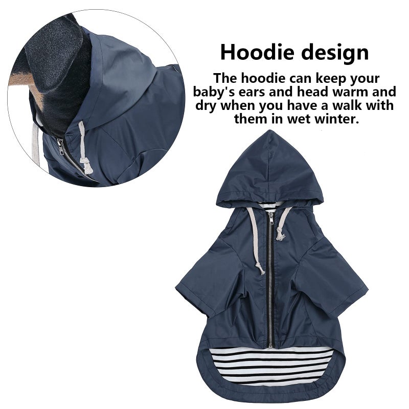 Morezi Dog Raincoat rain Jacket Raincoat Dogs Waterproof Small Medium Breeds Zip Closure Storage Pocket Harness Hole Blue L - Image 4